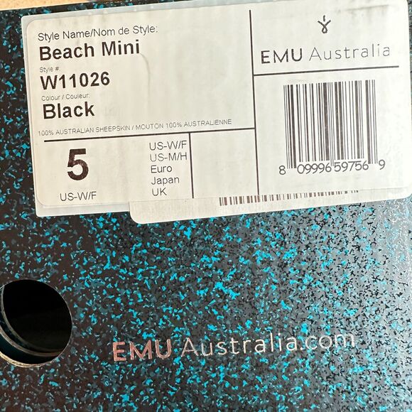 EMU Australia Beach Mini Leather Merino Wool Lining Boots Black Women's 5 NWB - Picture 12 of 14